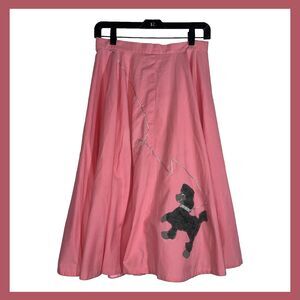 Vintage 1950s Style Pink Poodle Skirt Handmade Full Circle Rockabilly Size S